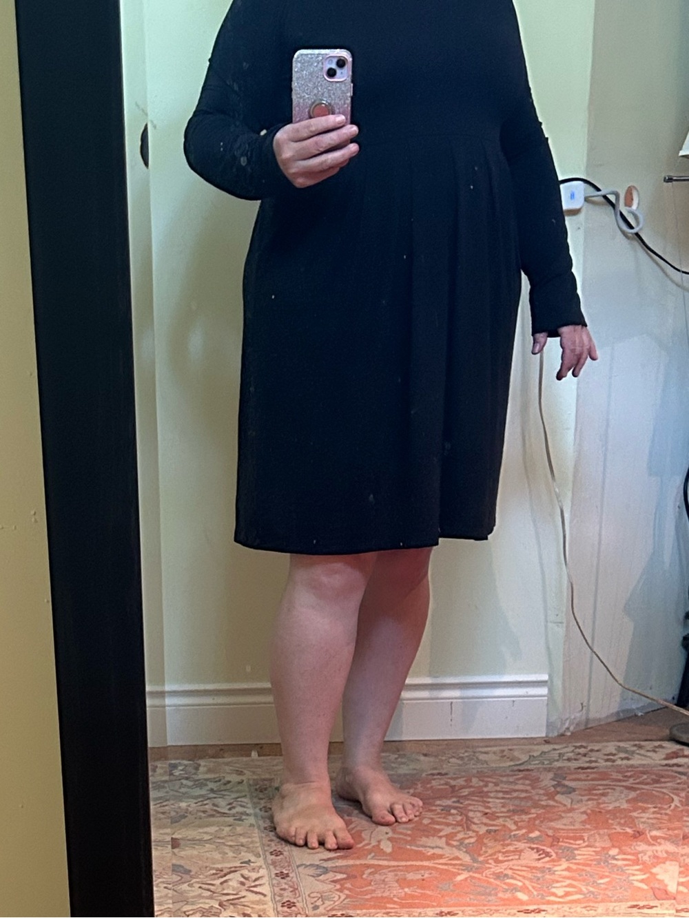 Zenana Outfitters Black Long Sleeve Scoop Neck Dress